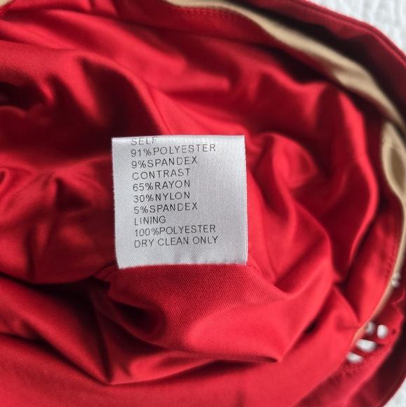 Tadashi Shoji Lasercut Lace Sleeveless Dress - Red Small - Picture 9 of 16